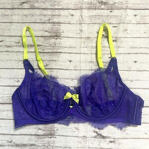 Victoria's Secret Very Sexy Unlined Demi Bra Women's Size 34B Blue Lace Floral